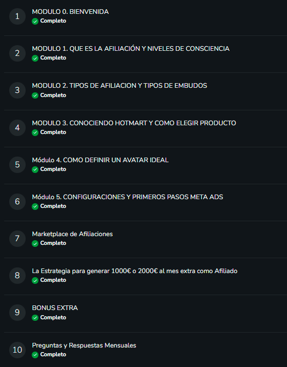 Módulos que incluye el curso Mi Primera Venta en 7 Días